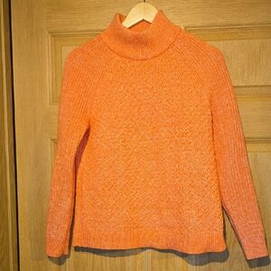 Talbots Orange Cable Knit Turtleneck Sweater